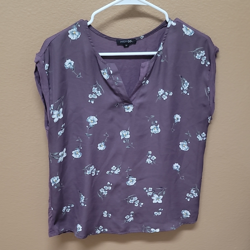 Papermoon Mauve Purple Floral Short Sleeve Tee